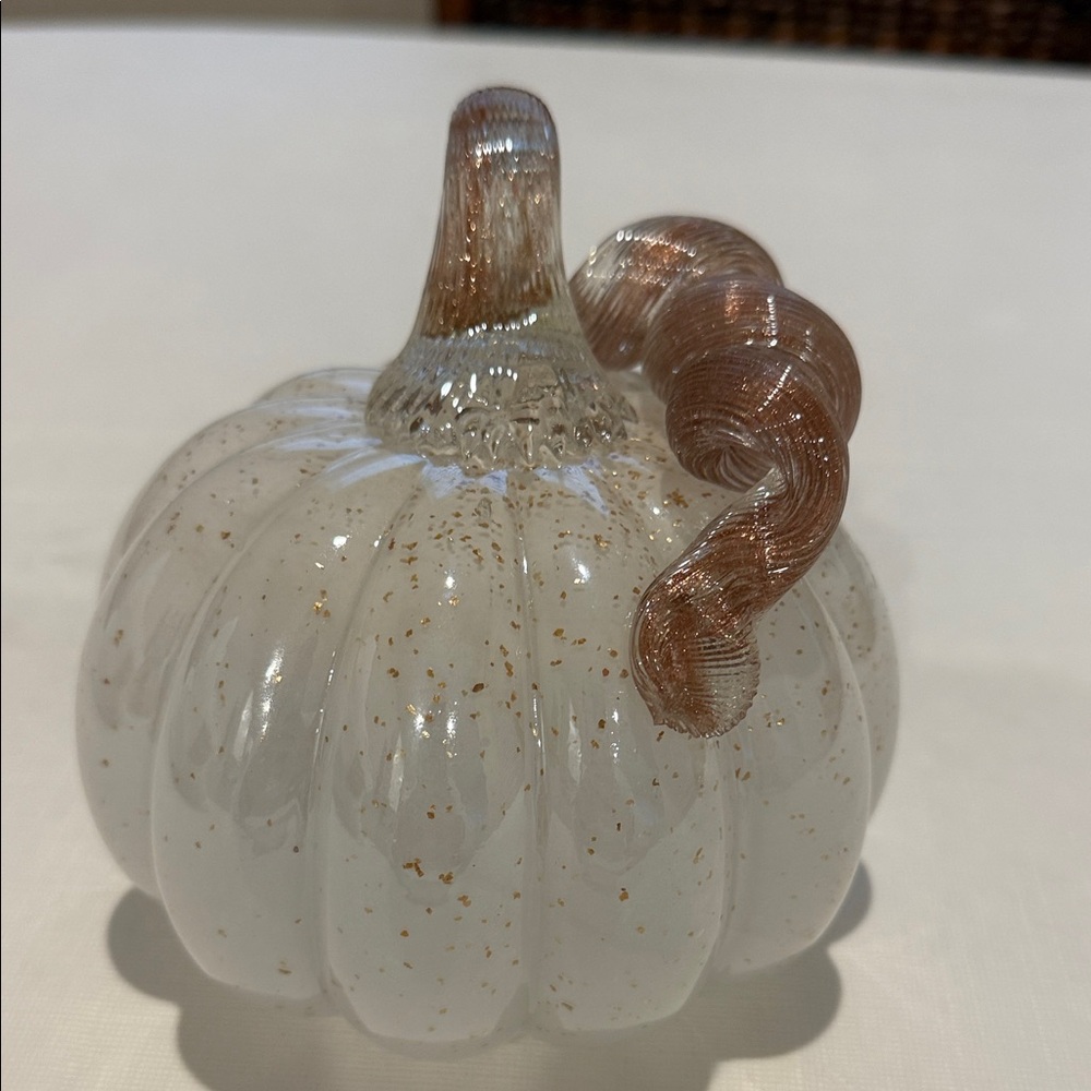 Glass Pumpkin with Gold Accents - Picture 2 of 7
